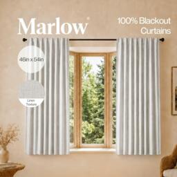 Rackhams 100% Blackout Curtains Thermal Linen Look Ready Made 46x54 in Light Grey - thumbnail 2
