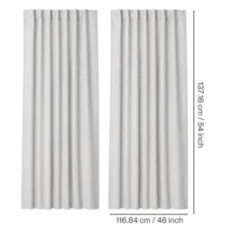 Rackhams 100% Blackout Curtains Thermal Linen Look Ready Made 46x54 in Light Grey - thumbnail 3