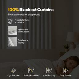 Rackhams 100% Blackout Curtains Thermal Linen Look Ready Made 46x54 in Light Grey - thumbnail 4