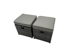 Rackhams Wicker PE Rattan Garden Outdoor Furniture Set Love Sofa Dining Table Sets with 3 Stools Side Table Dark Grey Mixed - thumbnail 6
