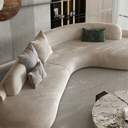 Rackhams Cosima Grey Four Seater, Five Seater Curved Sofa, Long Sofa Suedue - Curved Sofa 330cm / 250cm - Right Hand Facing - thumbnail 3