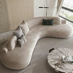 Rackhams Cosima Grey Four Seater, Five Seater Curved Sofa, Long Sofa Suedue - Curved Sofa 330cm / 250cm - Right Hand Facing - thumbnail 2