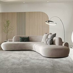 Rackhams Cosima Grey Four Seater, Five Seater Curved Sofa, Long Sofa Suedue - Curved Sofa 330cm / 250cm - Right Hand Facing - thumbnail 6