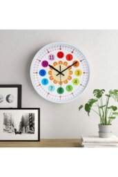 Rackhams 12-inch Brightly Coloured Dual-Scale Battery Operated Wall Clock - Multi - thumbnail 1