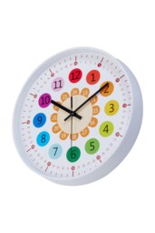 Rackhams 12-inch Brightly Coloured Dual-Scale Battery Operated Wall Clock - Multi - thumbnail 4