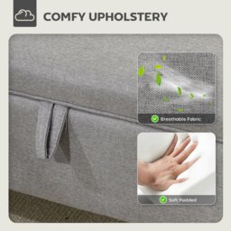 Rackhams Linen Storage Ottoman Storage Box with Rubberwood Legs, Light Grey - Light Grey - 1 - Storage Ottoman - thumbnail 6