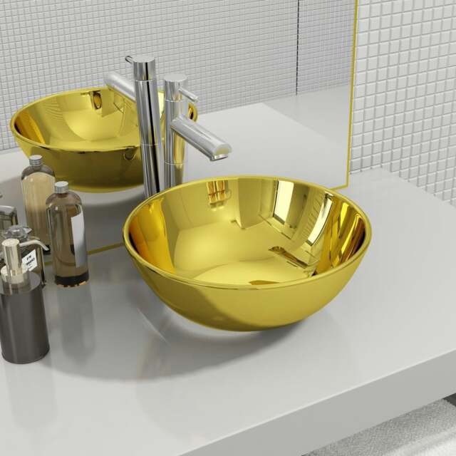 Rackhams Wash Basin 28x10 cm Ceramic Gold - image 1