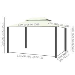 Rackhams 4 x 3 m Aluminum Garden Gazebo, Double Roof Outdoor Gazebo Canopy Shelter with Netting & Curtains for Garden, Lawn, Backyard and Deck, Cream - thumbnail 3