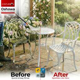 Rackhams OSHOWA Luxurious Garden and Patio Table and 2 Large Chairs with Armrests Cast Aluminium Bistro Set - White - thumbnail 6