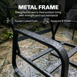 Rackhams 4 Piece Garden Furniture Set, Outdoor Sofa Set, Black - Polyester covers, water resistant - 280.0 cm - Metal, Polyester, Tempered Glass - thumbnail 5
