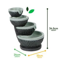 Rackhams Solar Water Feature – Tiered Cascade Waterfall Fountain with LED Lights & Battery Backup - thumbnail 2