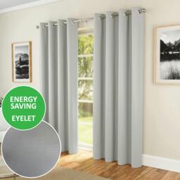 "Rackhams Nightfall  Plain Supersoft Thermal Room Darkening Eyelet Curtain - Pair for Living Room & Bedrooms - 90"" (229cm) Width x 90"" (229cm) Drop - Grey" - thumbnail 1