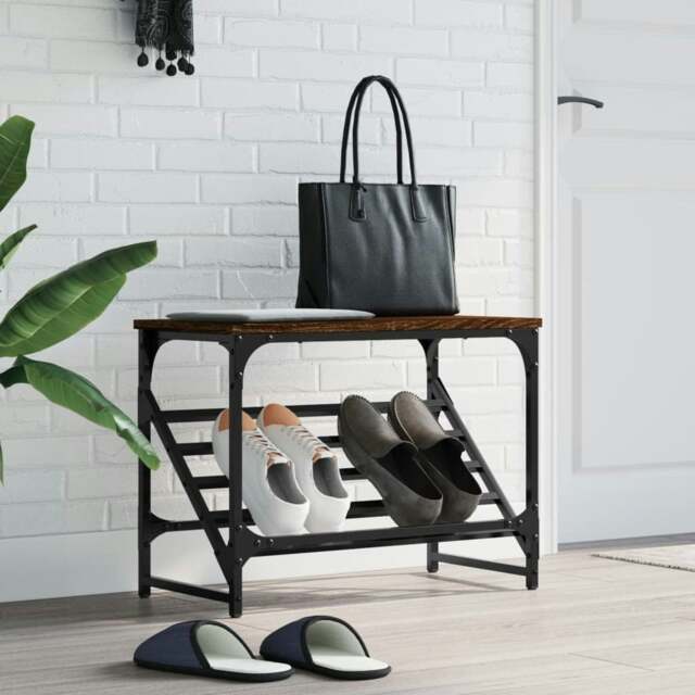 Rackhams Shoe Rack Brown Oak 60x30x45 cm Engineered Wood