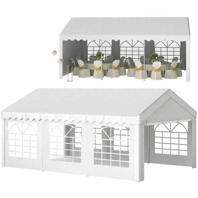 Rackhams 6m x 4m Heavy Duty Garden Gazebo for Parties, Wedding and Events, White - image 1