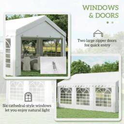 Rackhams 6m x 4m Heavy Duty Garden Gazebo for Parties, Wedding and Events, White - thumbnail 6