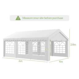Rackhams 6m x 4m Heavy Duty Garden Gazebo for Parties, Wedding and Events, White - thumbnail 4