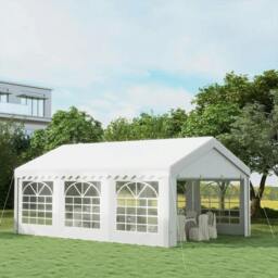 Rackhams 6m x 4m Heavy Duty Garden Gazebo for Parties, Wedding and Events, White - thumbnail 3