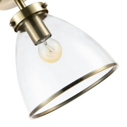 Rackhams Industrial Style Antique Brass Ceiling Lamp Fitting with Transparent Glass Shade - thumbnail 3