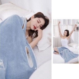 Rackhams Coral Fleece Thickened Bathrobe Blanket & Towel - Blue - thumbnail 5