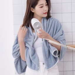 Rackhams Coral Fleece Thickened Bathrobe Blanket & Towel - Blue - thumbnail 6
