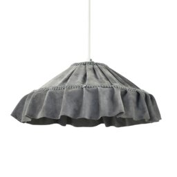 Rackhams Shabby Chic Grey Folded Hanging Velvet Fabric Pendant Lighting Shade - thumbnail 2