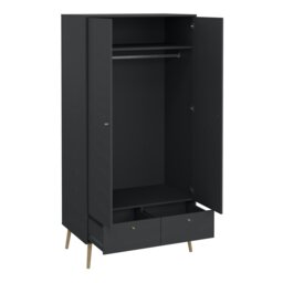 Rackhams Cumbria Wardrobe with 2 Doors + 2 Drawers Dark Grey - Grey - Malemine - 1 - thumbnail 5