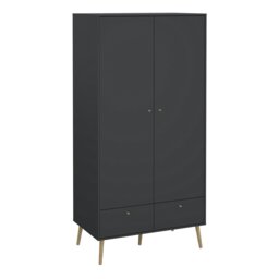 Rackhams Cumbria Wardrobe with 2 Doors + 2 Drawers Dark Grey - Grey - Malemine - 1 - thumbnail 1