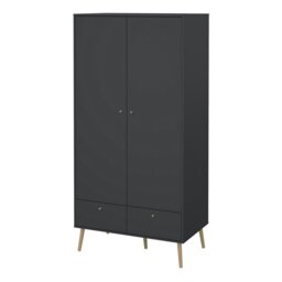 Rackhams Cumbria Wardrobe with 2 Doors + 2 Drawers Dark Grey - Grey - Malemine - 1 - thumbnail 3