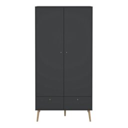 Rackhams Cumbria Wardrobe with 2 Doors + 2 Drawers Dark Grey - Grey - Malemine - 1 - thumbnail 2