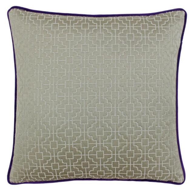 Rackhams Riva Paoletti Belsize Cushion Cover - Taupe/Purple - 45x45cm - Taupe/Purple - 58% Linen/42% Polyester