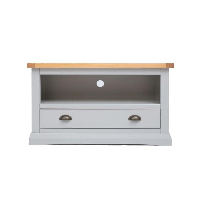 Rackhams Loreo Light Grey 1 Drawer TV Cabinet Brass Cup Handle - Light Grey - image 1