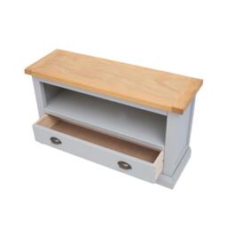 Rackhams Loreo Light Grey 1 Drawer TV Cabinet Brass Cup Handle - Light Grey - thumbnail 4