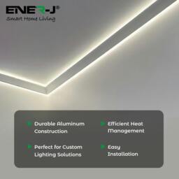 Rackhams 2m Gypsum LED Cove Light 45 Degreesâ Corner Aluminum Profile, White Finish - thumbnail 2