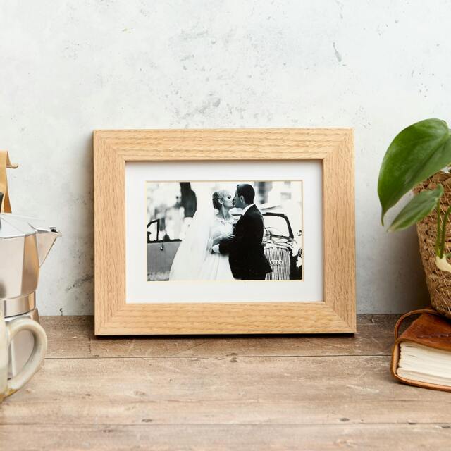 "Rackhams Solid Oak Picture Frame with Mount - Natural Finish - 4 x 6"" + Photo Print" - image 1