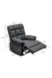 Rackhams Black Checkered Faux Leather Upholstered Recliner Armchair - Black - thumbnail 6