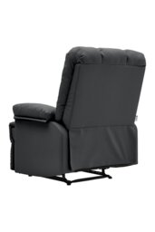 Rackhams Black Checkered Faux Leather Upholstered Recliner Armchair - Black - thumbnail 3