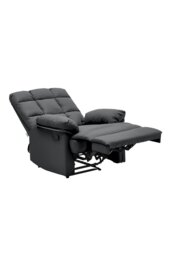Rackhams Black Checkered Faux Leather Upholstered Recliner Armchair - Black - thumbnail 2