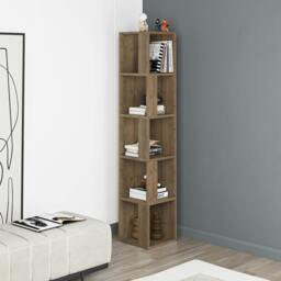 Rackhams Piano Modern Corner Bookcase Tall Display Unit 158.9cm - Oak White - thumbnail 4