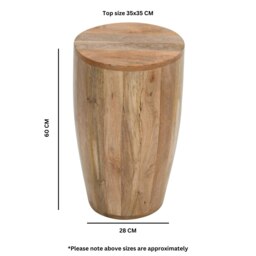 Rackhams Valor Mango Wooden Drum Side Table - 35x35x60 CM (LxDxH) - Wood - 1 - thumbnail 6