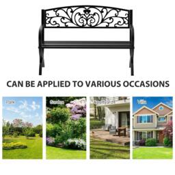 Rackhams 127L x 60W x 85H cm Powder Coated Garden Bench for Patio Backyard, Steel-Black - thumbnail 6