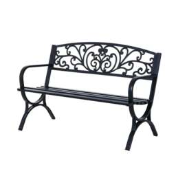 Rackhams 127L x 60W x 85H cm Powder Coated Garden Bench for Patio Backyard, Steel-Black - thumbnail 1