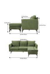 Rackhams 3-Seater Green Upholstered Corner Sectional Sofa - Green - One Size - thumbnail 6