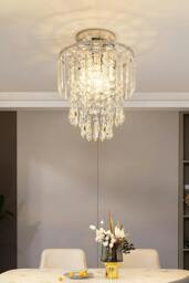 Rackhams Glamorous Crystal Cascade Chandelier with Chrome Accents - Silver - One Size - thumbnail 5