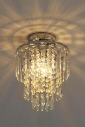 Rackhams Glamorous Crystal Cascade Chandelier with Chrome Accents - Silver - One Size - thumbnail 6