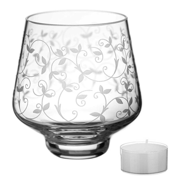 Rackhams Floral Collection Tealight Holder & Tealight - Single - Made From Premium Lead Free Crystal Glass - image 1