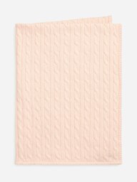 Rackhams Ralph Lauren Baby Girls Cotton Cable Knit Blanket in Pink (101cm) - Pink - 0 - 6 Mths - thumbnail 2