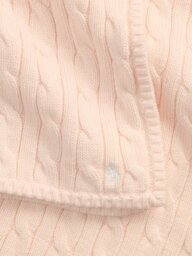 Rackhams Ralph Lauren Baby Girls Cotton Cable Knit Blanket in Pink (101cm) - Pink - 0 - 6 Mths - thumbnail 3