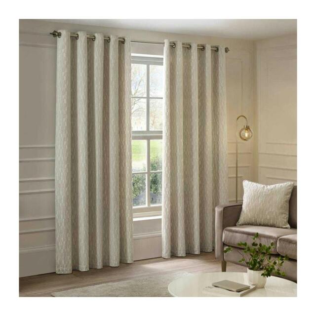 Rackhams Manhattan Velvet Eyelet Curtains - Ivory - 168cm x 183cm - Ivory - 100% Polyester - image 1