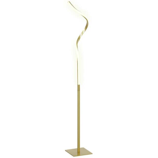 Rackhams LED Floor Lamp with 3 Adjustable Brightness, Modern Dimmable Standing Lamp with Foot Switch for Bedroom, Living Room, Gold Tone