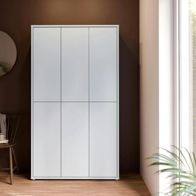 Rackhams Alice Springs Tall Shoe Cabinet with 6 Doors Push-to-Open in Light Grey - Matt - Standard - Light Grey - image 1